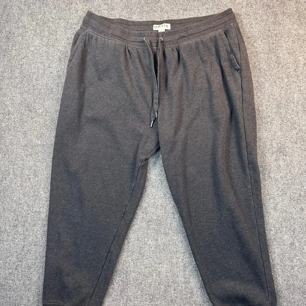 ORVIS Micro-Fleece Cuffed Jogger Sweatpants Mens 2XL Charcoal Grey Stretch Relax
